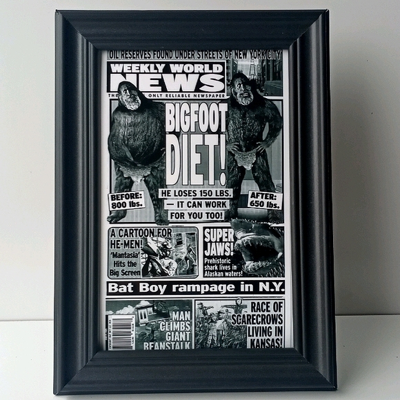 Vintage Bigfoot 90s Weekly World Paranormal Oddity Frame Photo Print Unusual - Picture 5 of 7